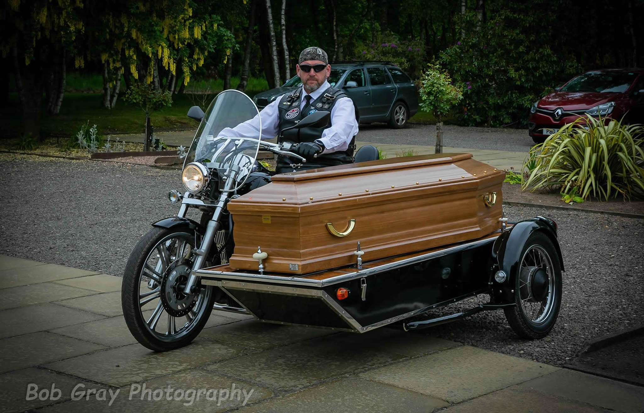 Motorcyle and Sidecar Funeral Hearse